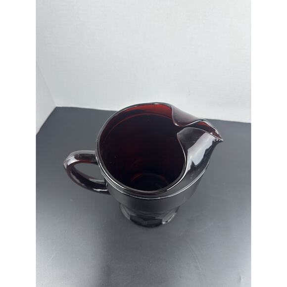 Vintage Ruby Red Georgian Honeycomb Viking 4" Glass Pitcher And 4 Tumblers - Picture 7 of 9